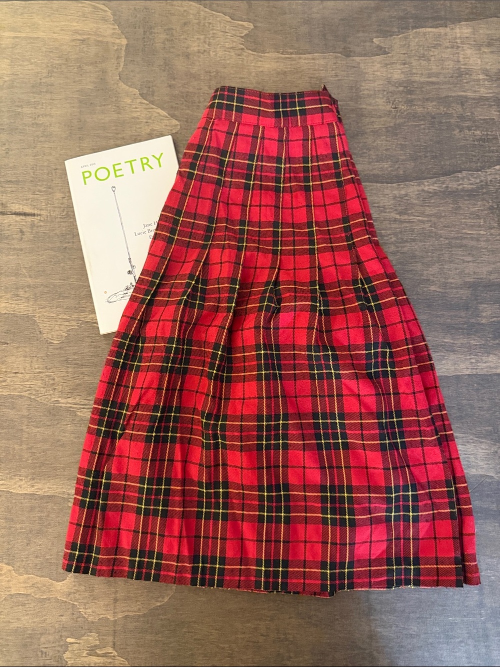 Vintage Red Plaid Pleated A Line Skirt